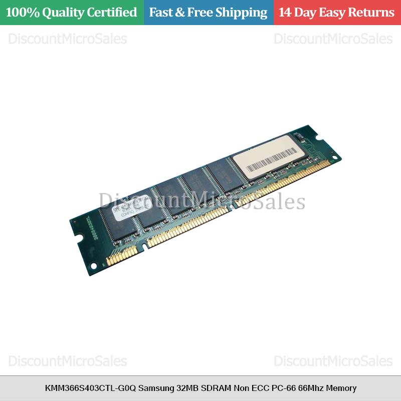 1 Pair of Samsung KMM366S424BTL-G0 SDRAM 32MB PC-66 Non ECC 66Mhz DIMM Memory