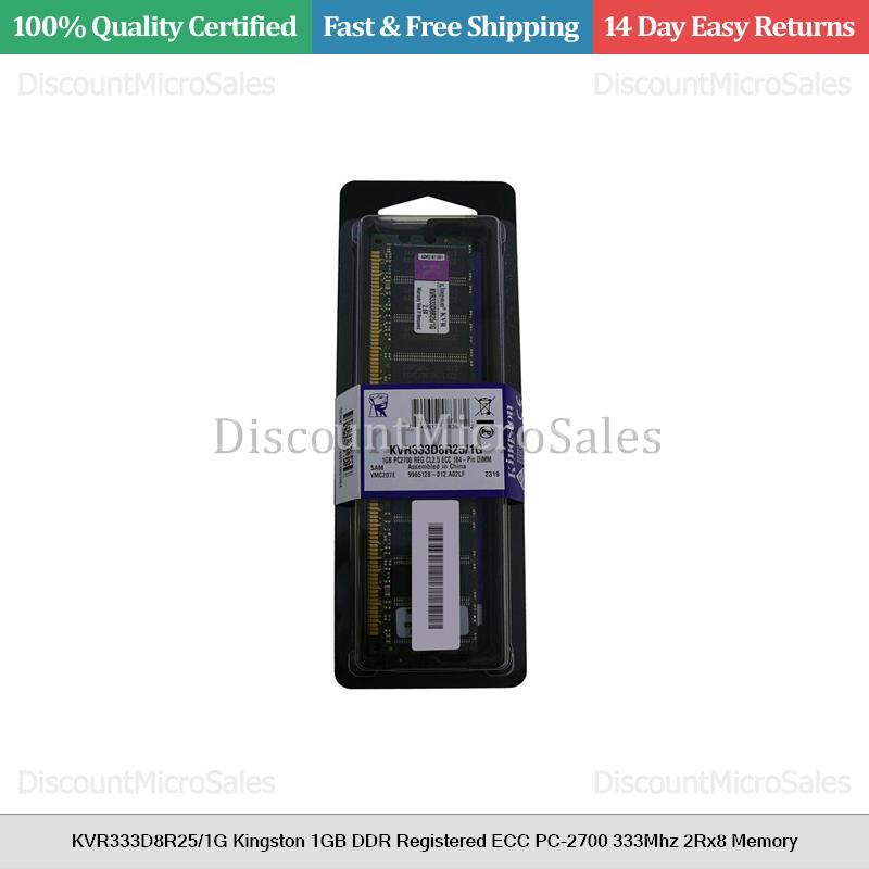 Kingston valueram memory 1gb dimm 184pin ddr 333mhz / pc2700 - cl2.5 - 2.5 v - geregistreerd - ecc (740617083682)