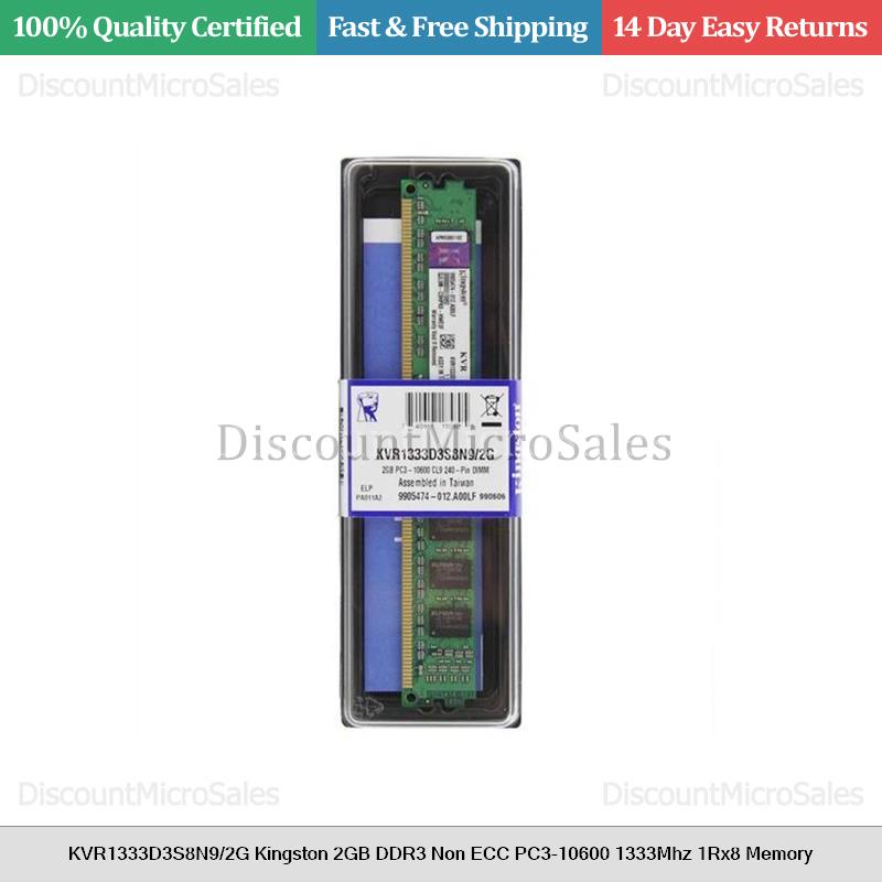 KVR1333D3S8N9/2G Kingston 2GB DDR3 Non ECC PC3-10600 1333Mhz 1Rx8 ...