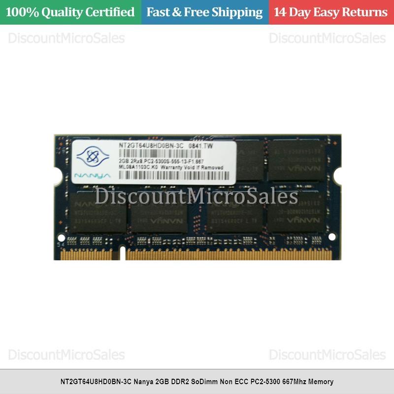 NT2GT64U8HD0BN-3C Nanya 2GB DDR2 SoDimm Non ECC PC2-5300 667Mhz