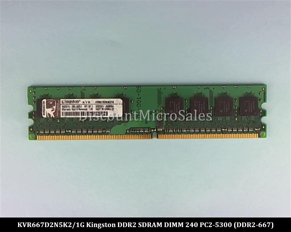 Kingston valueram memory 1gb (2x512 mb) dimm 240pin ddr2 667mhz / pc2-5300 - cl5 1.8v niet-gebufferd - niet-ecc (740617083231)