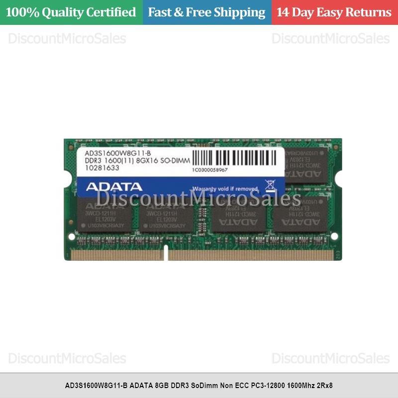 AD3S1600W8G11-B ADATA 8GB DDR3 SoDimm Non ECC PC3-12800 1600Mhz